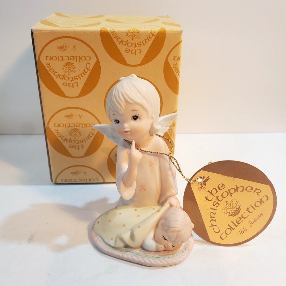 Vintage 1983 Lefton Christopher Collection Porcelain Angel w/ Baby Figurine
